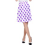 Polka Dots - Violet on White A-Line Skirt