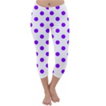 Polka Dots - Violet on White Capri Winter Leggings