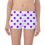Polka Dots - Violet on White Boyleg Bikini Bottoms