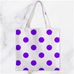 Polka Dots - Violet on White Zipper Grocery Tote Bag