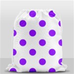 Polka Dots - Violet on White Drawstring Bag (Small)