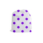 Polka Dots - Violet on White Drawstring Pouch (M)