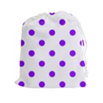 Polka Dots - Violet on White Drawstring Pouch (XXl)