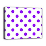Polka Dots - Violet on White Deluxe Canvas 20  x 16  (Stretched)