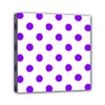 Polka Dots - Violet on White Mini Canvas 6  x 6  (Stretched)