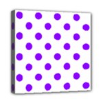 Polka Dots - Violet on White Mini Canvas 8  x 8  (Stretched)