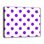 Polka Dots - Violet on White Canvas 14  x 11  (Stretched)