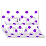 Polka Dots - Violet on White Merry Xmas 3D Greeting Card (8x4)