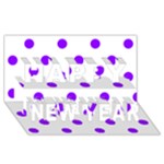 Polka Dots - Violet on White Happy New Year 3D Greeting Card (8x4)