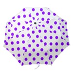 Polka Dots - Violet on White Folding Umbrella
