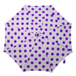 Polka Dots - Violet on White Hook Handle Umbrella (Large)