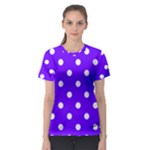 Polka Dots - White on Indigo Violet Women s Sport Mesh Tee