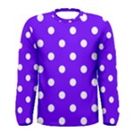 Polka Dots - White on Indigo Violet Men s Long Sleeve T-shirt