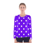 Polka Dots - White on Indigo Violet Women s Long Sleeve T-shirt