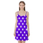 Polka Dots - White on Indigo Violet Satin Night Slip