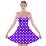Polka Dots - White on Indigo Violet Strapless Bra Top Dress