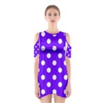 Polka Dots - White on Indigo Violet Women s Cutout Shoulder Dress