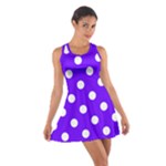 Polka Dots - White on Indigo Violet Cotton Racerback Dress