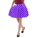 Polka Dots - White on Indigo Violet A-Line Pocket Skirt