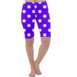 Polka Dots - White on Indigo Violet Cropped Leggings