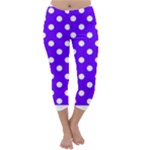 Polka Dots - White on Indigo Violet Capri Winter Leggings