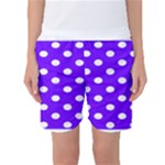 Polka Dots - White on Indigo Violet Women s Basketball Shorts