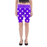Polka Dots - White on Indigo Violet Yoga Cropped Leggings