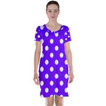 Polka Dots - White on Indigo Violet Short Sleeve Nightdress