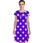 Polka Dots - White on Indigo Violet Cap Sleeve Nightdress