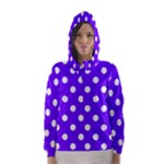 Polka Dots - White on Indigo Violet Hooded Wind Breaker (Women)