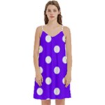 Polka Dots - White on Indigo Violet Women s Reversible Sports Bra with Border