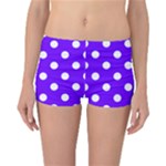 Polka Dots - White on Indigo Violet Reversible Boyleg Bikini Bottoms