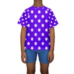 Polka Dots - White on Indigo Violet Kid s Short Sleeve Swimwear