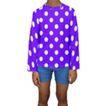 Polka Dots - White on Indigo Violet Kid s Long Sleeve Swimwear