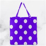 Polka Dots - White on Indigo Violet Grocery Tote Bag