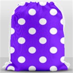 Polka Dots - White on Indigo Violet Drawstring Bag (Large)
