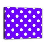 Polka Dots - White on Indigo Violet Deluxe Canvas 20  x 16  (Stretched)