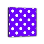 Polka Dots - White on Indigo Violet Mini Canvas 4  x 4  (Stretched)