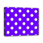 Polka Dots - White on Indigo Violet Canvas 10  x 8  (Stretched)
