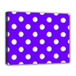 Polka Dots - White on Indigo Violet Canvas 14  x 11  (Stretched)