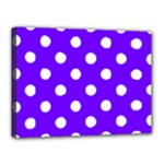 Polka Dots - White on Indigo Violet Canvas 16  x 12  (Stretched)