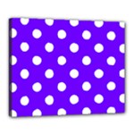 Polka Dots - White on Indigo Violet Canvas 20  x 16  (Stretched)