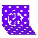 Polka Dots - White on Indigo Violet Peace Sign 3D Greeting Card (7x5)
