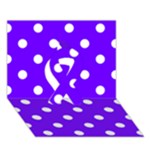 Polka Dots - White on Indigo Violet Ribbon 3D Greeting Card (7x5)