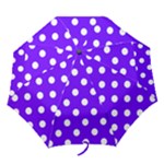 Polka Dots - White on Indigo Violet Folding Umbrella