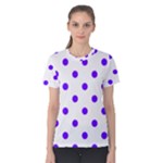 Polka Dots - Indigo Violet on White Women s Cotton Tee