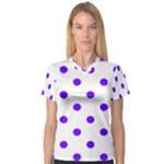 Polka Dots - Indigo Violet on White Women s V-Neck Sport Mesh Tee