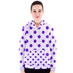 Polka Dots - Indigo Violet on White Women s Zipper Hoodie