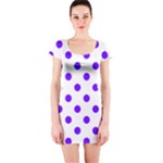Polka Dots - Indigo Violet on White Short Sleeve Bodycon Dress