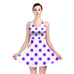 Polka Dots - Indigo Violet on White Reversible Skater Dress